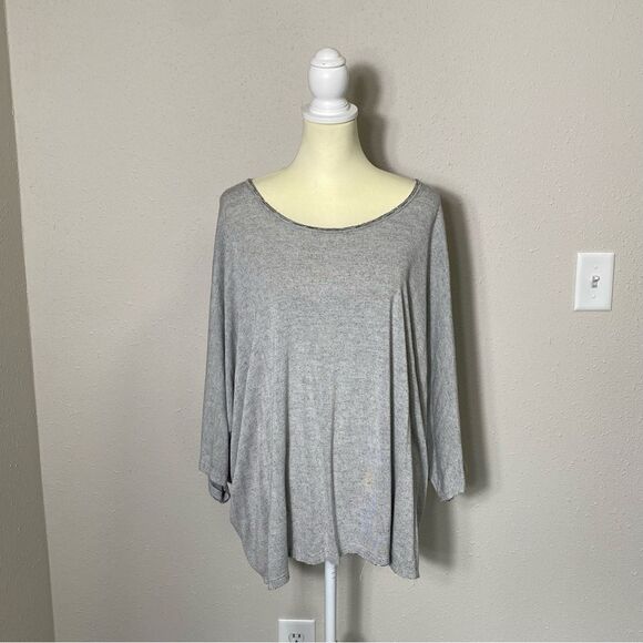 Truly Madly Deeply Oversized Boxy Raw Hem Heathered Tee Shirt Women's Size M-L - Picture 4 of 13